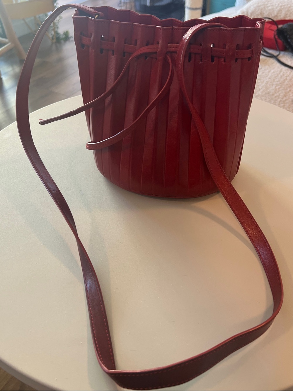 Mansur Gavriel Red Vertical-Panel Bucket Bag